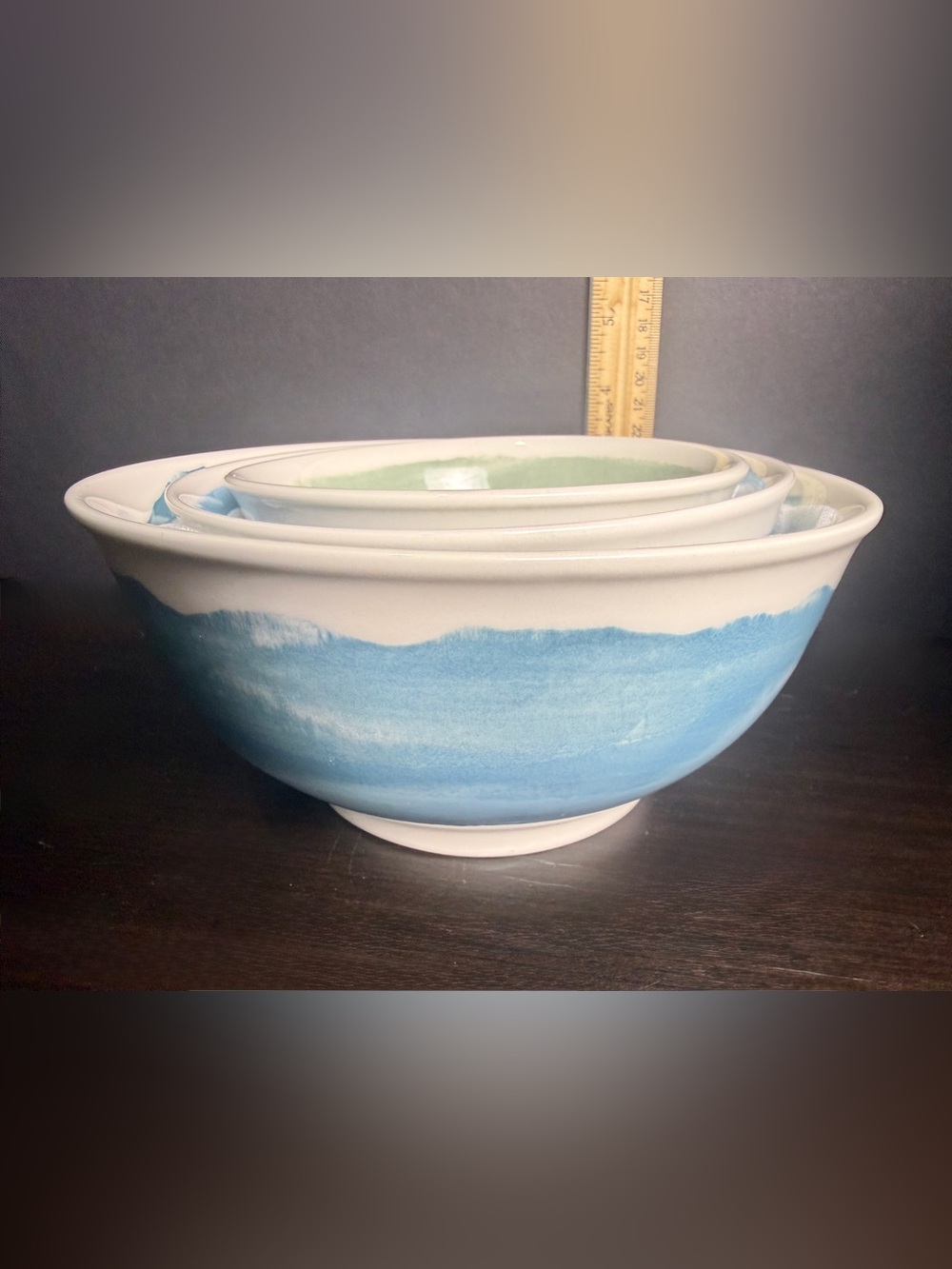 Blue Wave Ceramic Nesting Bowls - Artisan Home Art